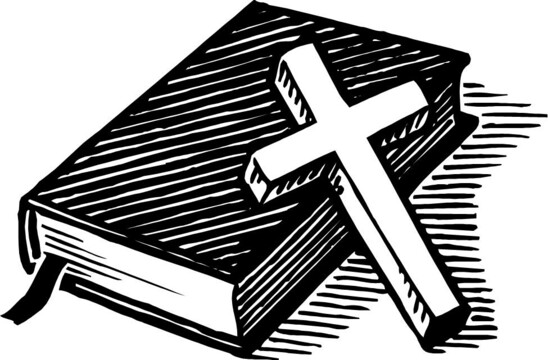 Graphic of a bible and a cross